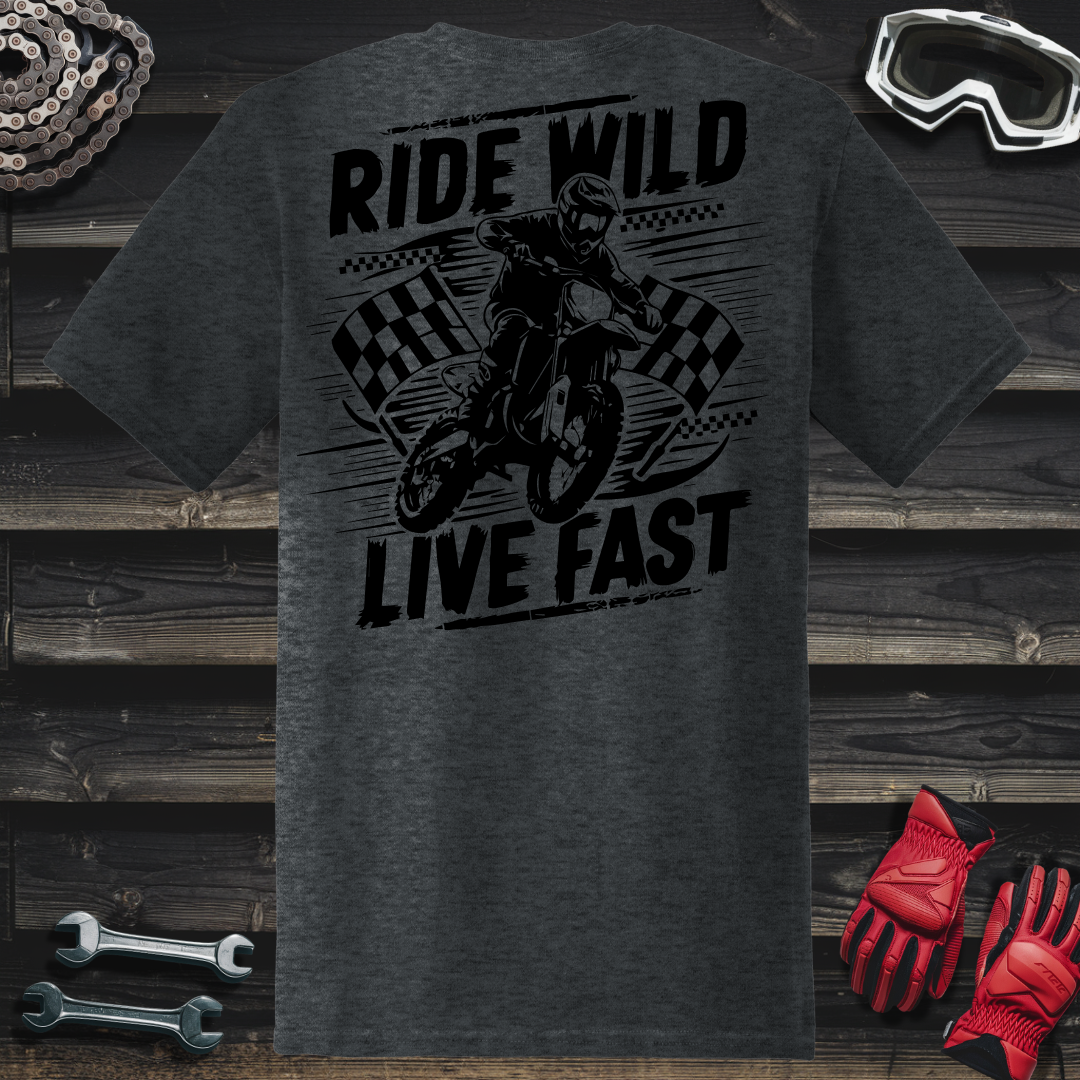 Dirt Bike Rider With Checkered Flags T-Shirt