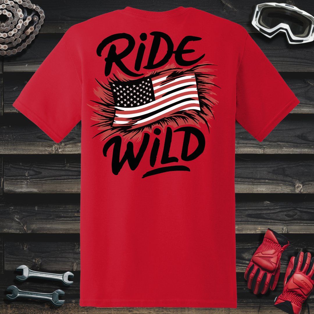 Ride Wild American Flag T-Shirt