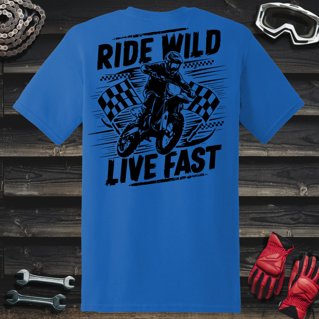 Dirt Bike Rider With Checkered Flags T-Shirt