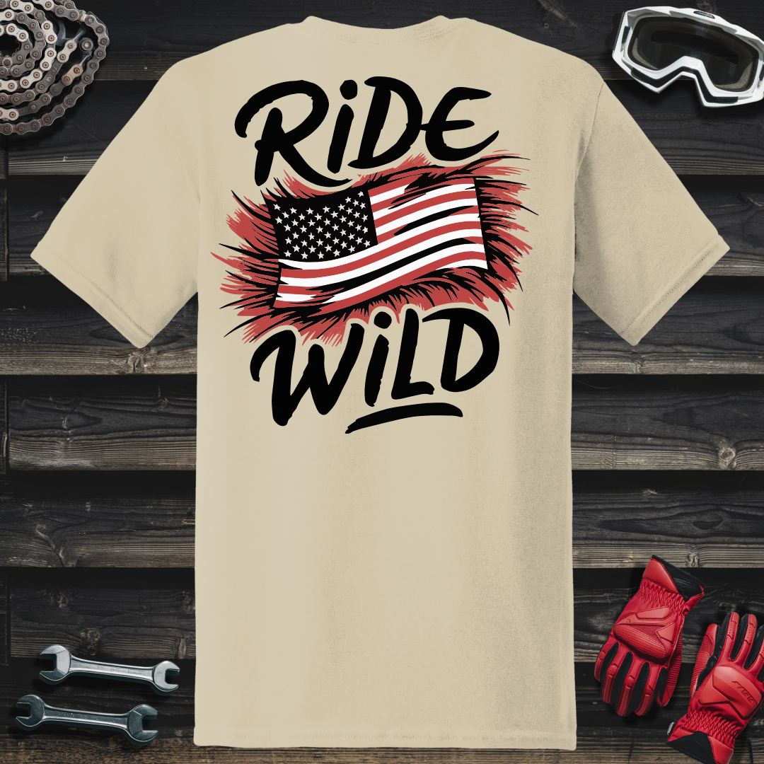 Ride Wild American Flag T-Shirt