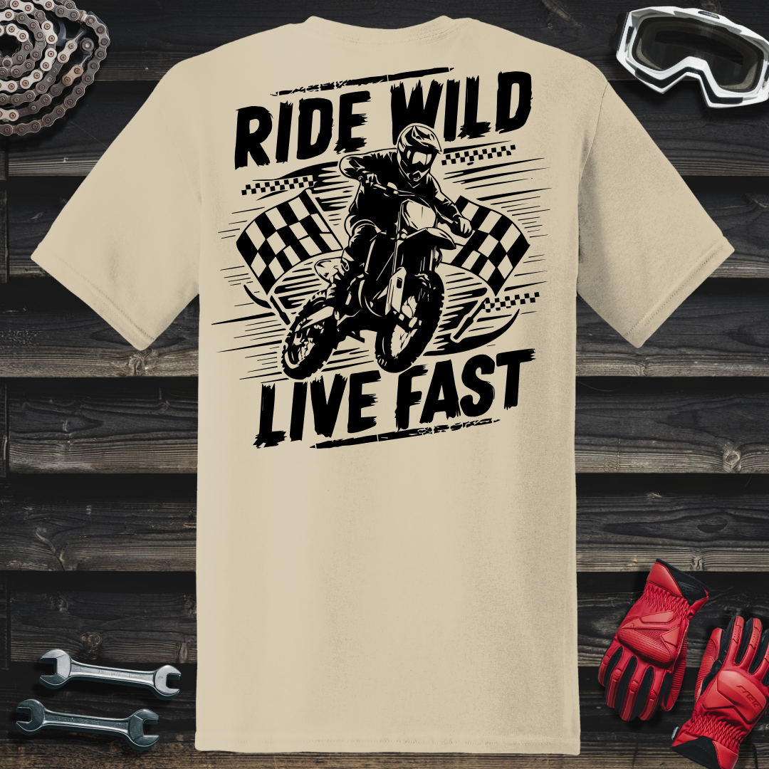 Dirt Bike Rider With Checkered Flags T-Shirt