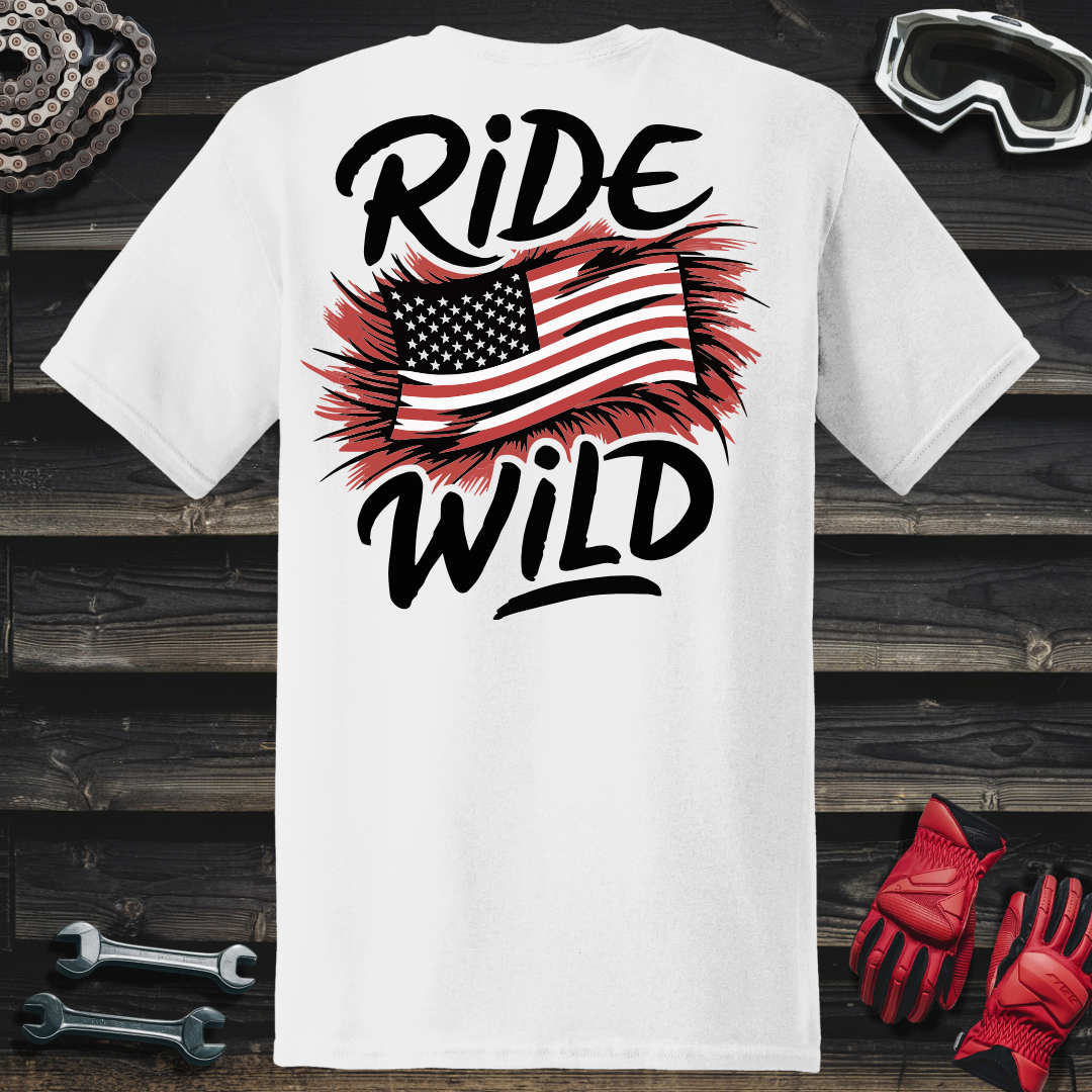 Ride Wild American Flag T-Shirt