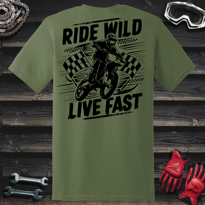 Dirt Bike Rider With Checkered Flags T-Shirt