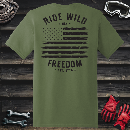 Ride Wild Freedom American Flag T-Shirt