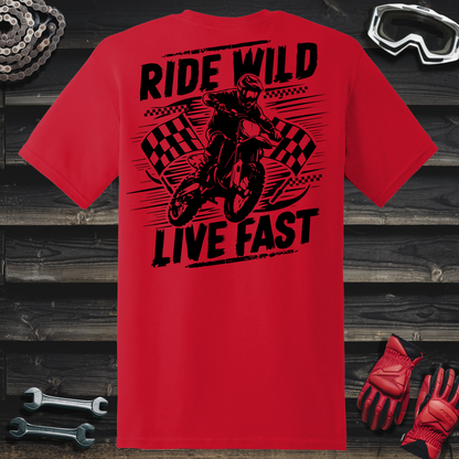 Dirt Bike Rider With Checkered Flags T-Shirt