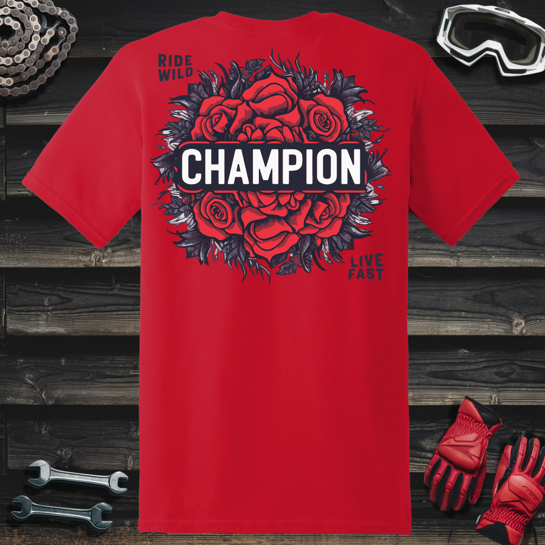 Ride Wild Champion With Roses T-Shirt