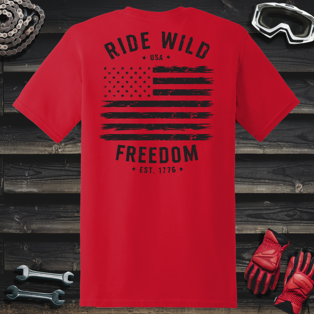 Ride Wild Freedom American Flag T-Shirt