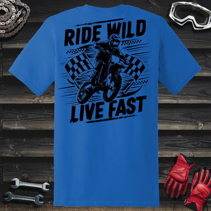 Dirt Bike Rider With Checkered Flags T-Shirt