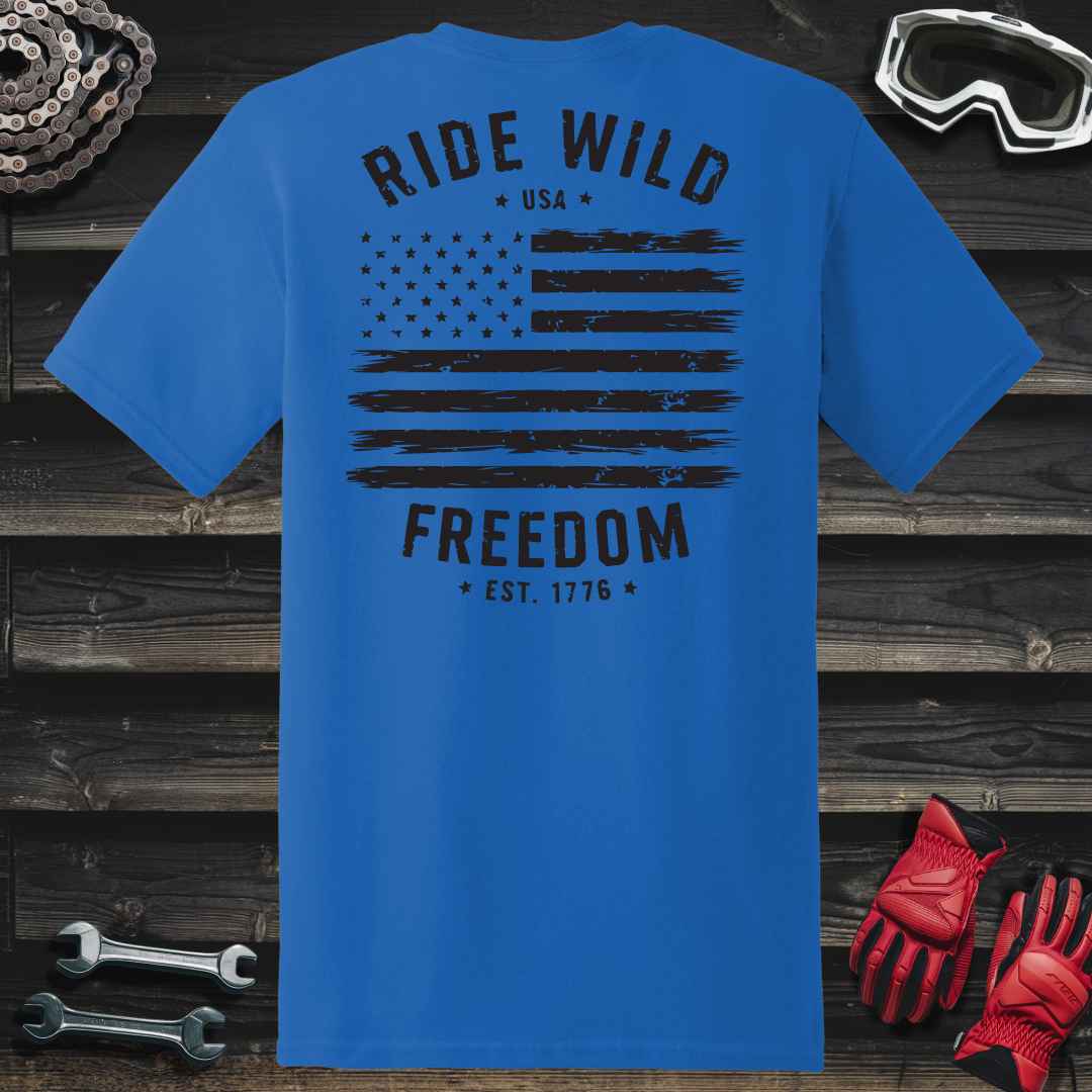 Ride Wild Freedom American Flag T-Shirt