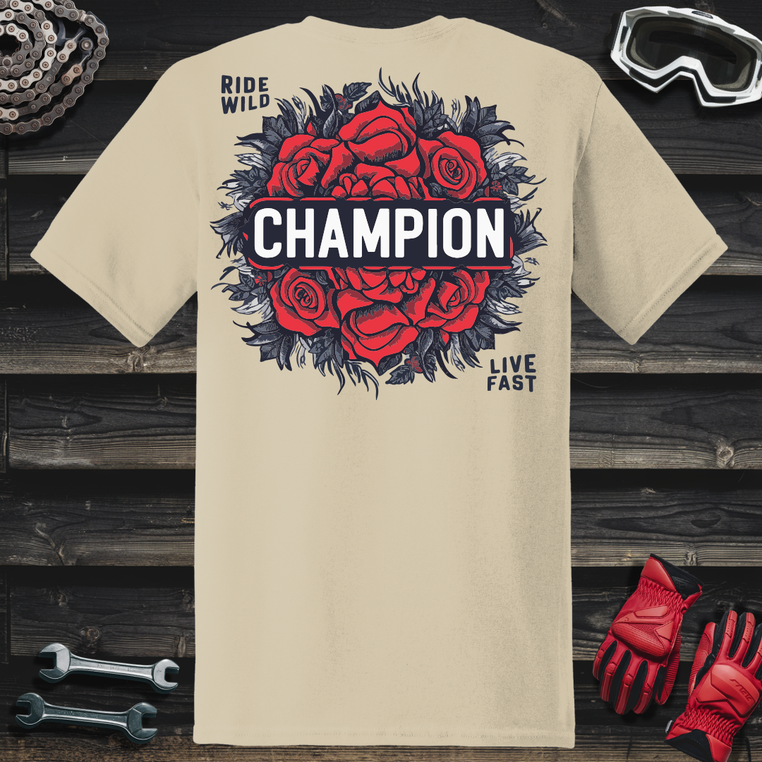Ride Wild Champion With Roses T-Shirt