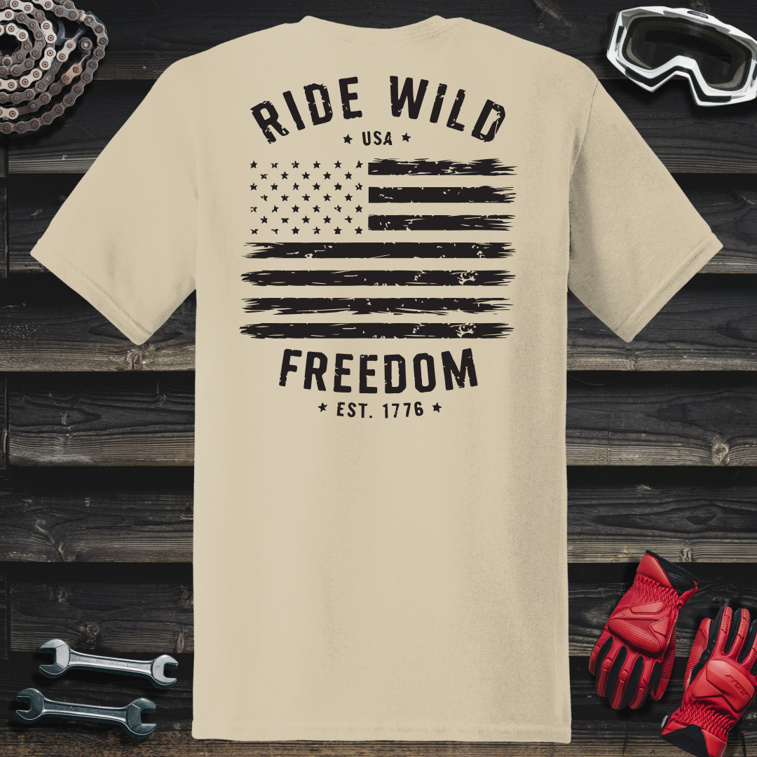 Ride Wild Freedom American Flag T-Shirt