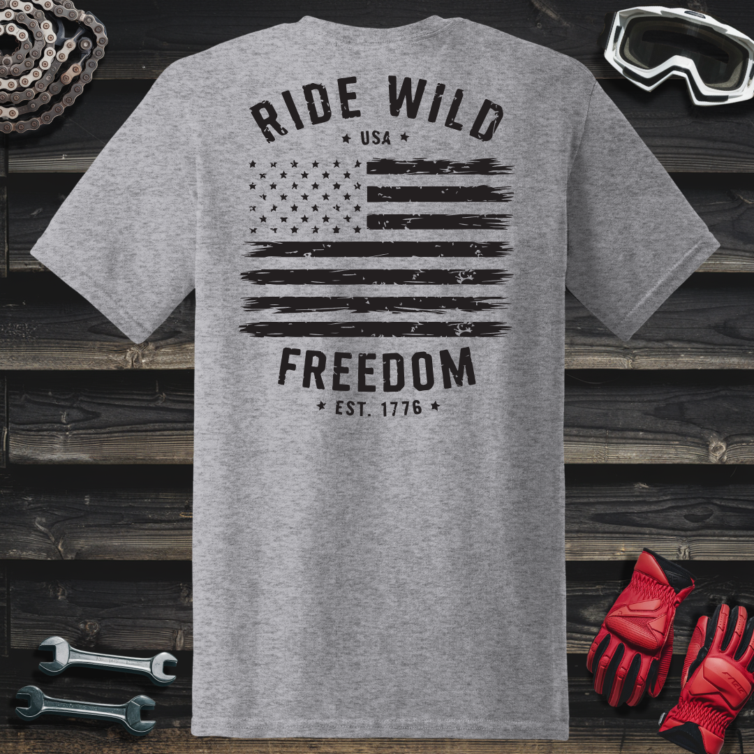 Ride Wild Freedom American Flag T-Shirt