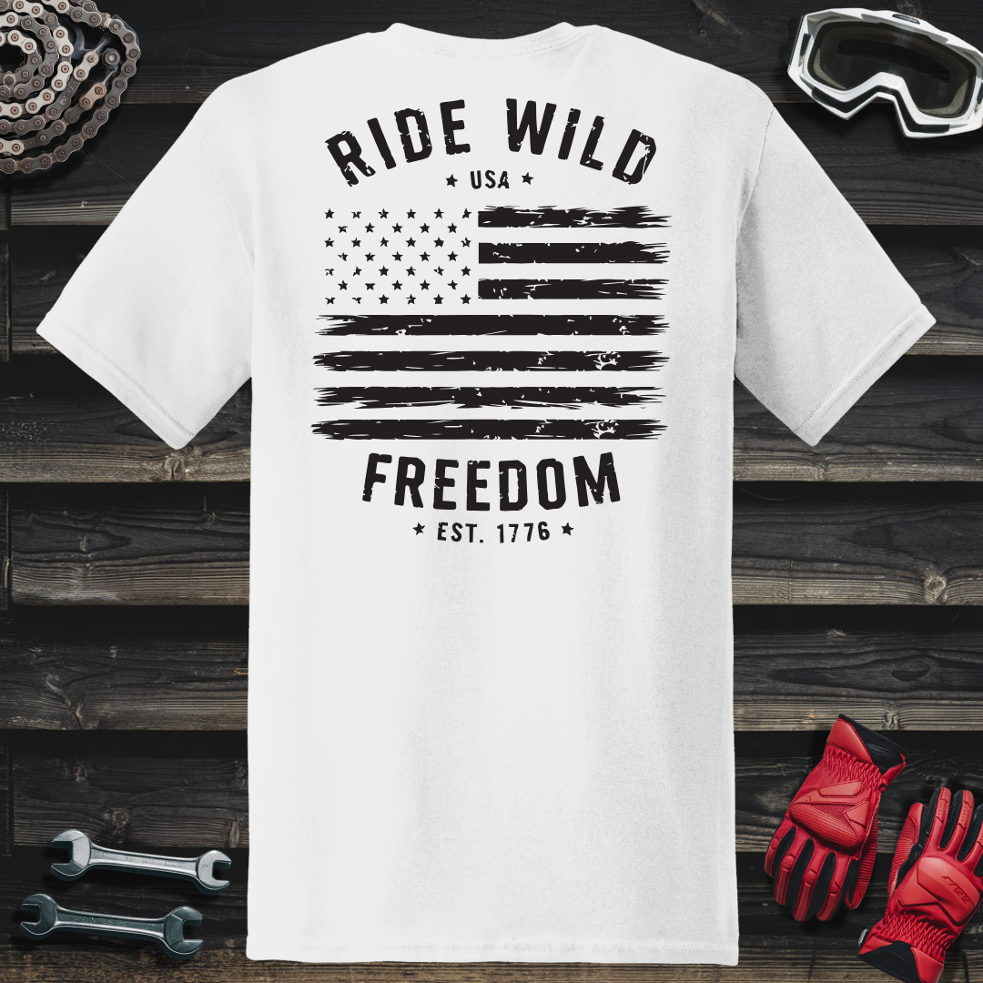 Ride Wild Freedom American Flag T-Shirt